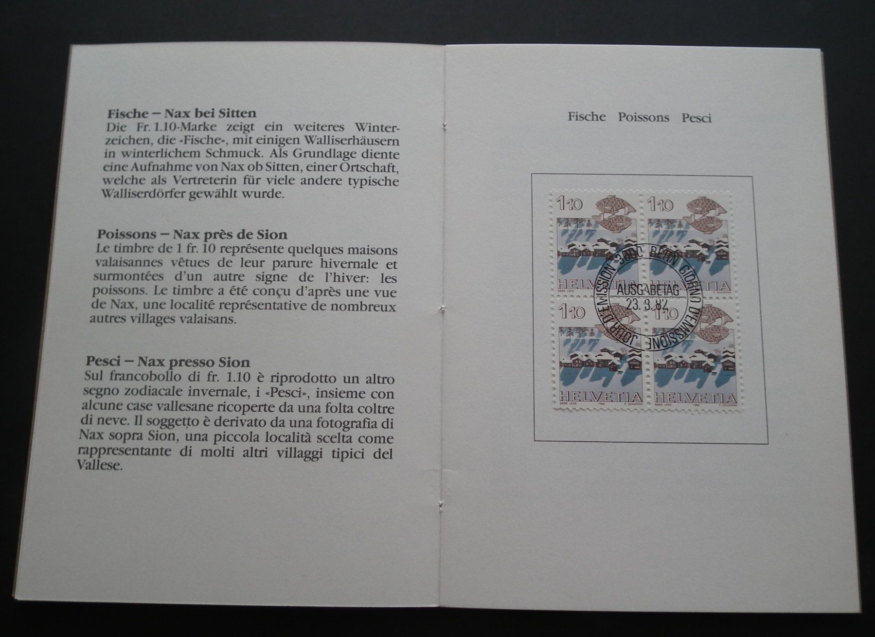Alle Briefmarken: Tierkreiszeichen Ausgabe 1982  Folder mit 4-er Blocks – Gebraucht aus Kriens von WULLU99 3