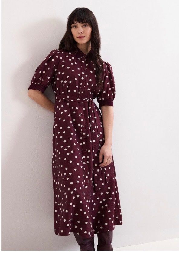 Phase Eight Vestiti: PHASE EIGHT Polka Dot Midi Hemdblusenkleid – Nuovo (secondo la descrizione) da Luzern venduto da Felicita_26
