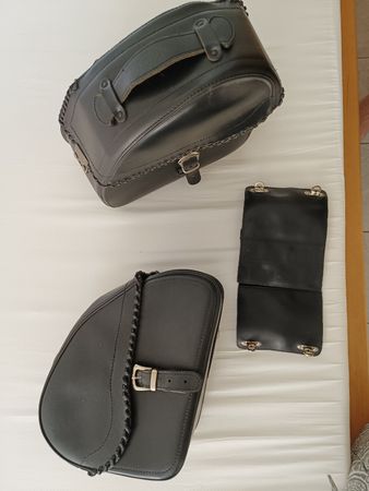 Vintage Motorrad Satteltaschen Set aus Leder, Top Zustand!