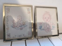 🤩2 BILDER MIT GOLDRAHMEN: BABYMOTIVEN