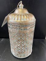 LED Windlicht/Creme-Gold/Metall&Glas/Neu/OVP/Orientalisch