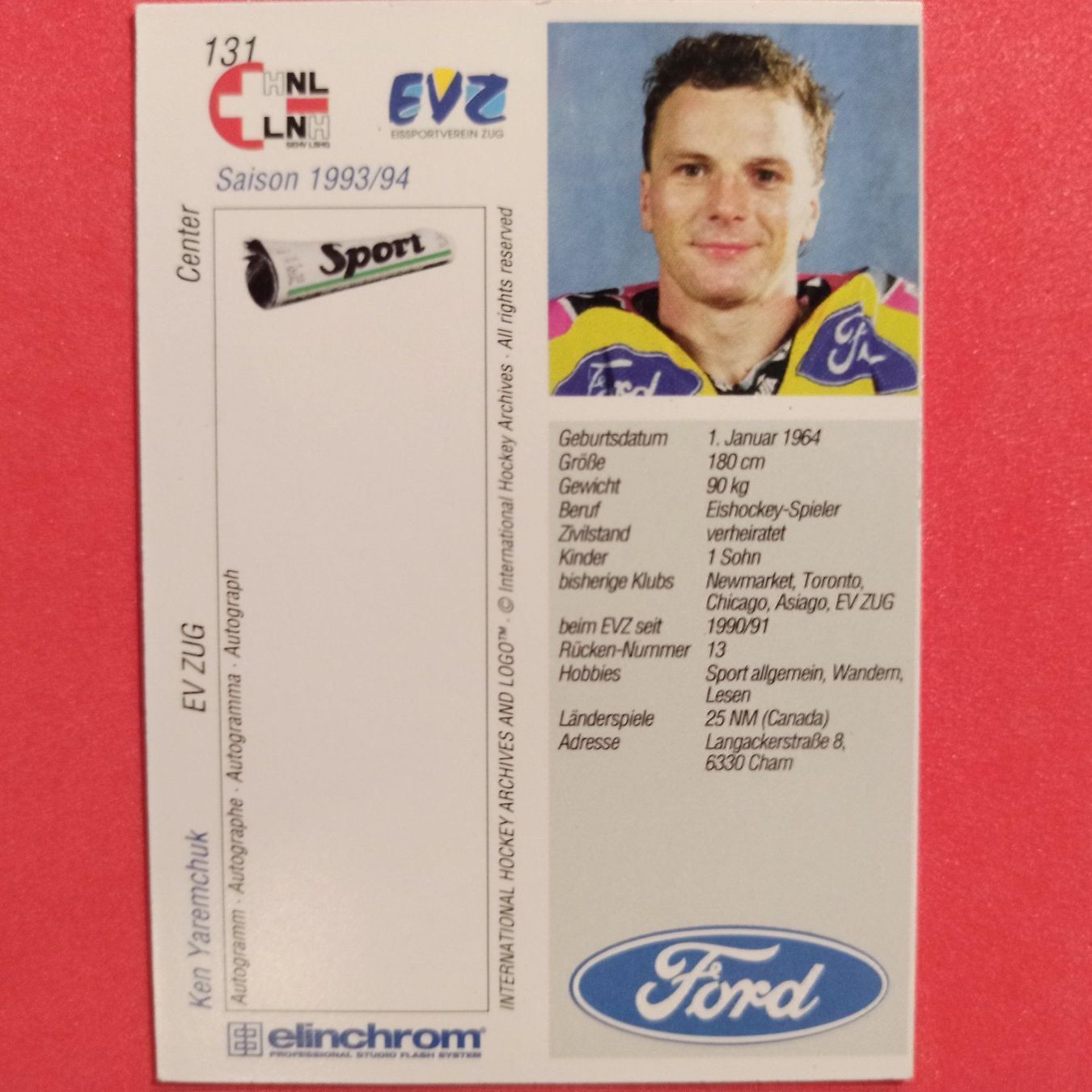 Carte collezionabili: Ken Yaremchuk - EVZ - 1993/94 – Usato da Dübendorf venduto da kb86_MOVIE 1