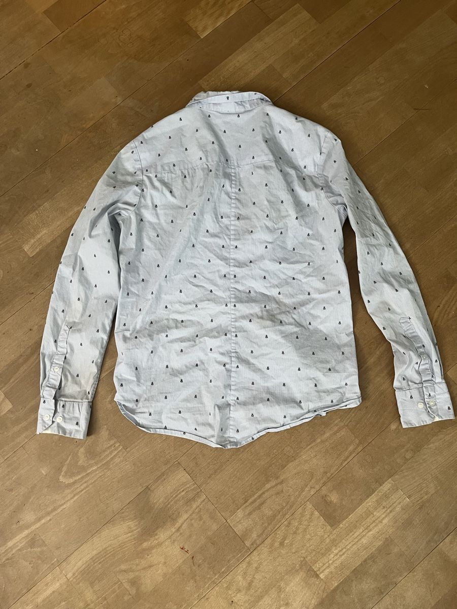 H&M Camicette: H&M Bluse, Gr. 38, hellblau gestreift, Käferprint – Usato da Stäfa venduto da jo1735 3