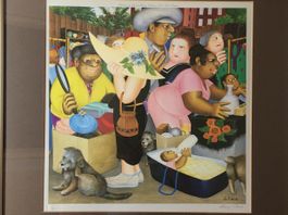 Beryl Cook - Street Market,signed and stamped Litho edition