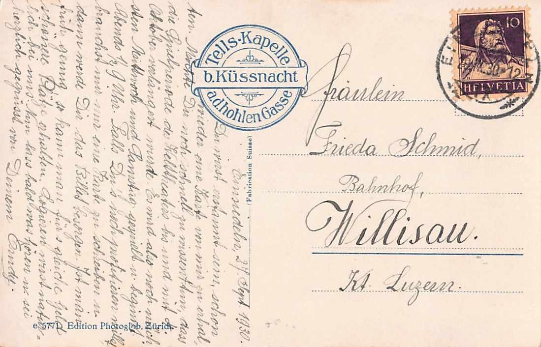 Ansichtskarten: NEU: uralte Ansichtskarte TELL'S TOD 1930, ab 1.-- – Gebraucht aus Lufingen von SchnaeppliCorner 1