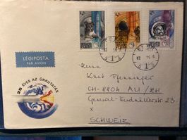 Ungarn 1982 ill. Brief 25 J. Weltraumfahrt 2/4/4 Ft gelaufen