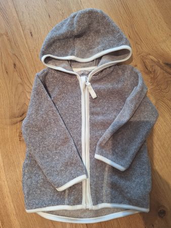 Warme Baby Fleece Jacke mit Kapuze, Grösse 74/80, Grau