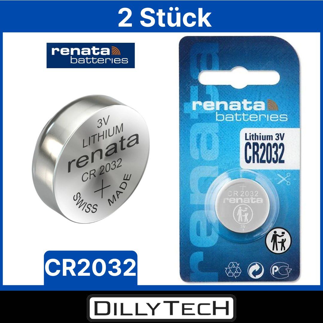Akkus & Batterien: Renata CR2032 Lithium Knopfzellenbatterie - 2 Stk. – Neu und originalverpackt aus Meilen von DillyTecH