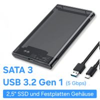 USB 3.2 Gen 1 SSD & Harddisk Gehäuse / 2,5" / SATA 3 / USB-C