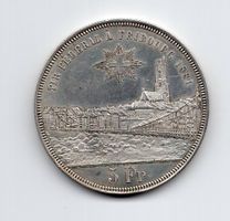 (1064) CH, 5 Franken, Schützentaler Fribourg 1881 Stgl