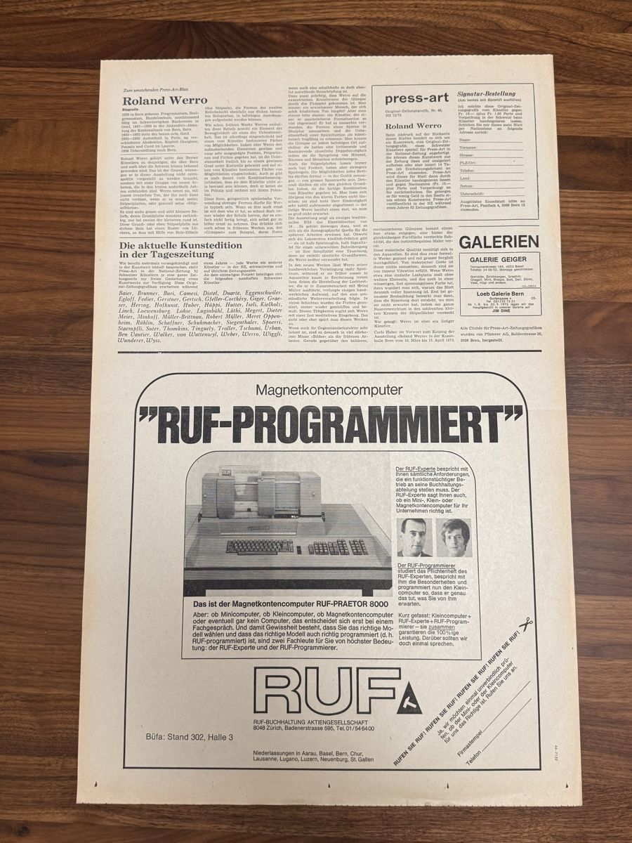 Grafica & Litografie: Roland Werro - Offsetdruck handsigniert – Usato da Solothurn venduto da NUVICO 2