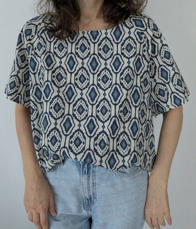 Bluse Damen gemustert Grösse 44, Baumwolle 