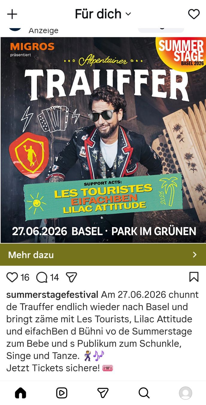 Tickets: Trauffer Konzert Ticket 27.6.26 – Gebraucht aus Fehren von strupadelli