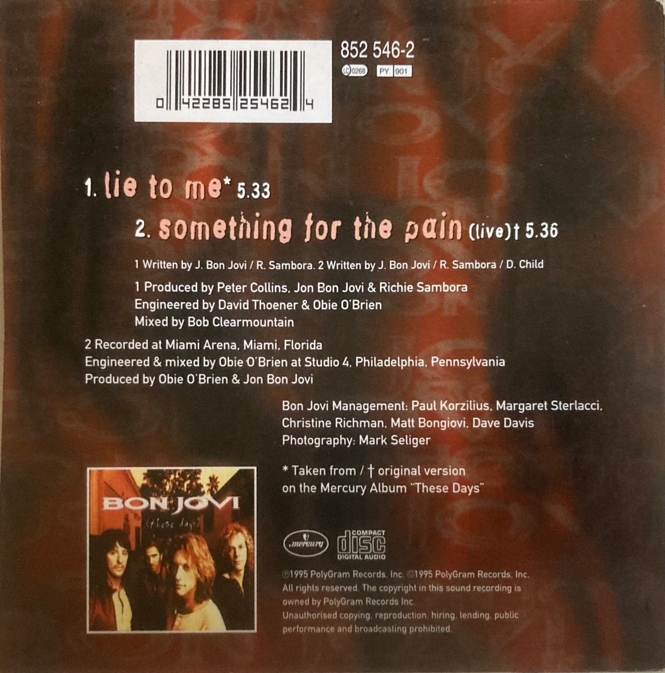 CD: BON JOVI - LIE TO ME – Usato da Poliez-Pittet venduto da Newtown-Records 1