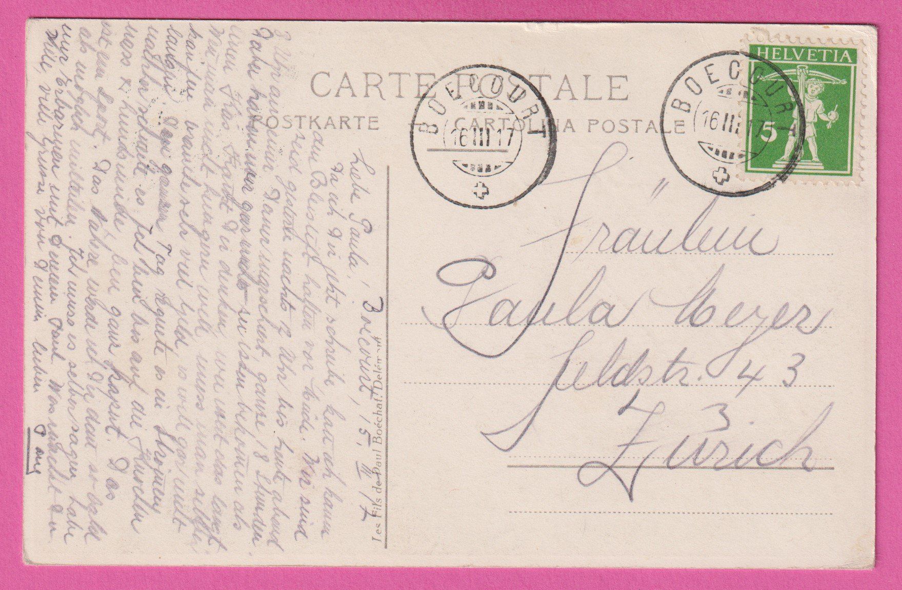 Cartes postales: Boécourt gel 1917 – D'occasion à Einsiedeln par dillie 1