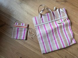 robuste Einkauf Bast Bade- Strand- Tasche - + Zusatz Beutel