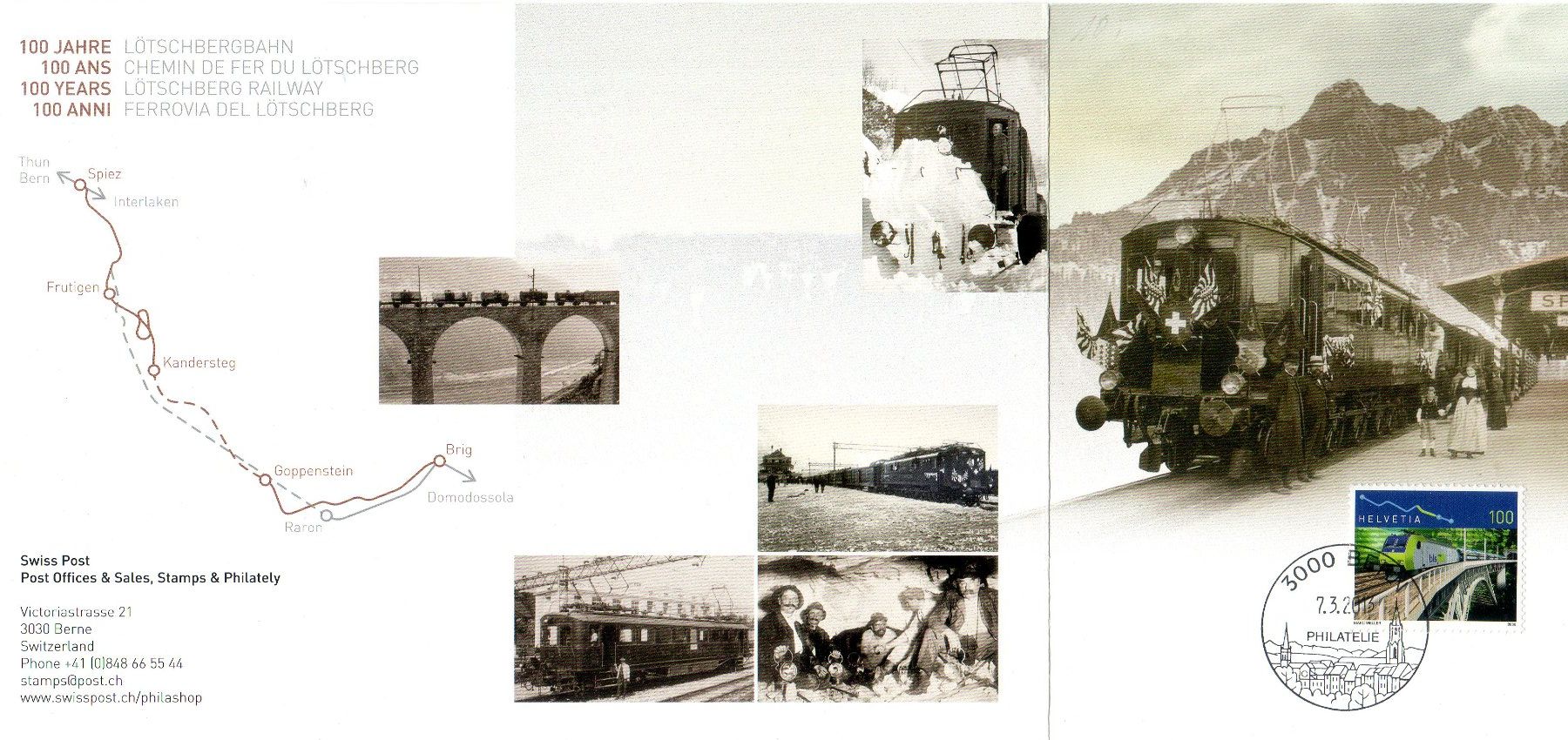 Tutti i francobolli: FOLDER 100 J. LÖTSCHBERGBAHN MIT SONDERSTEMPEL - HE176 – Nuovo (secondo la descrizione) da Losone venduto da EM2019 2