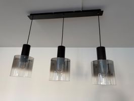 Pendelleuchte 3-flammig schwarz Glas grauer Verlauf neu