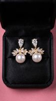 Boucles d'oreilles perles et strass plaqué or