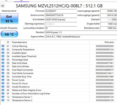 Harddisks: SAMSUNG  NVMe M.2 512GB - Gebraucht – Gebraucht aus Schwyz von FluffPiff 1