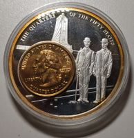 versilberte Medaille 50mm "The quarters of the 50 States"