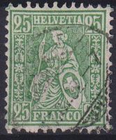 Sitzende Helvetia Nr. 49, Faser ☉, SBK 150.-+++