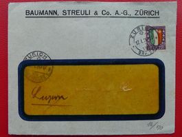 1923: J27 Wäppli (Neuenburg) auf Firmenbrief: Baumann & Stre