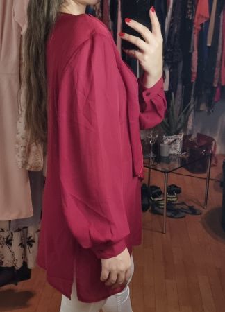 Weinrote Bluse mit Steinen, Grösse XL/XXL, festlich & schick