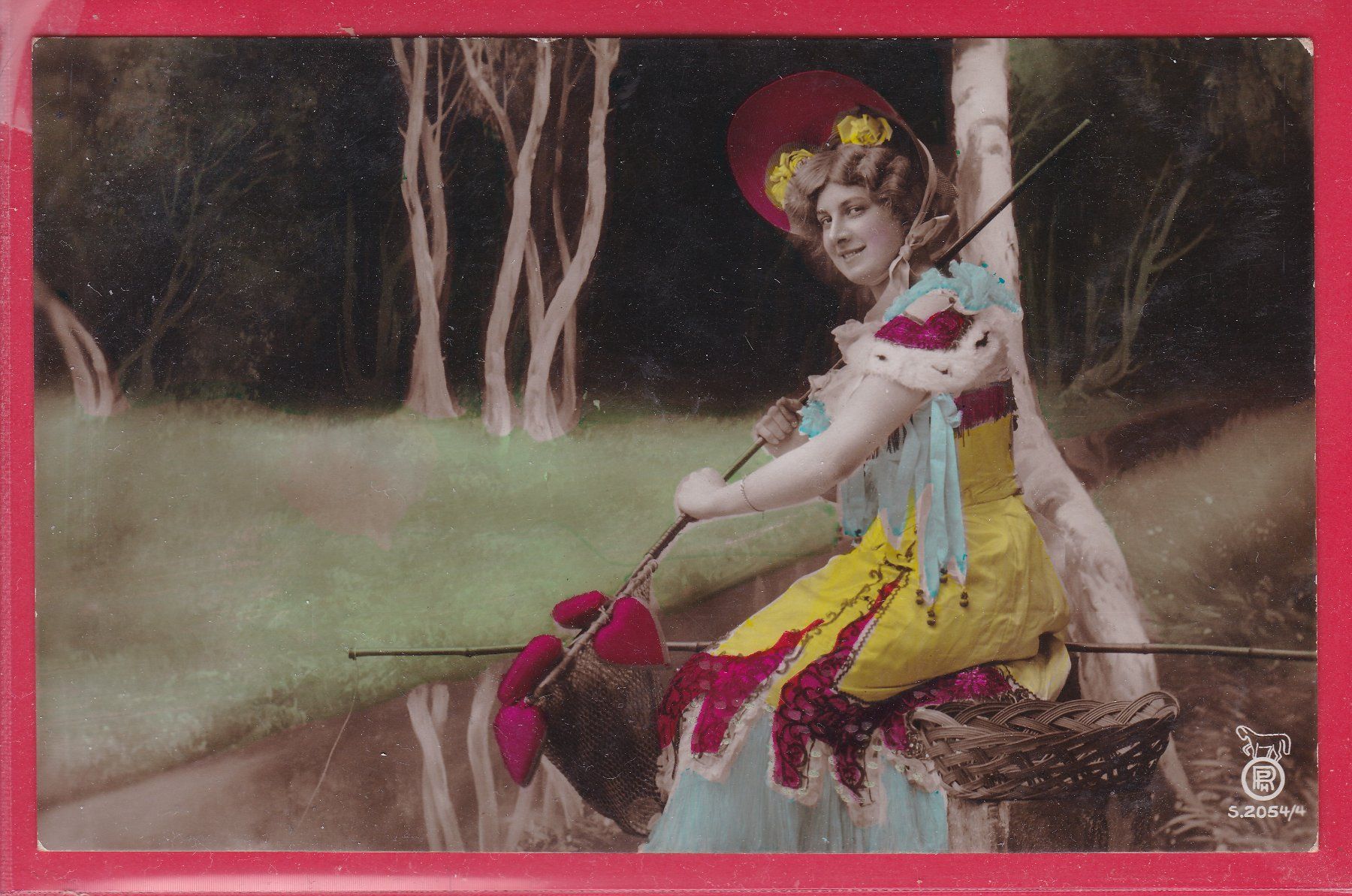 Cartoline postali: JUNGE DAME MIT HERZCHENSTOCK, 19.8.1907 – Usato da Oberrieden venduto da Gebirgsstelze