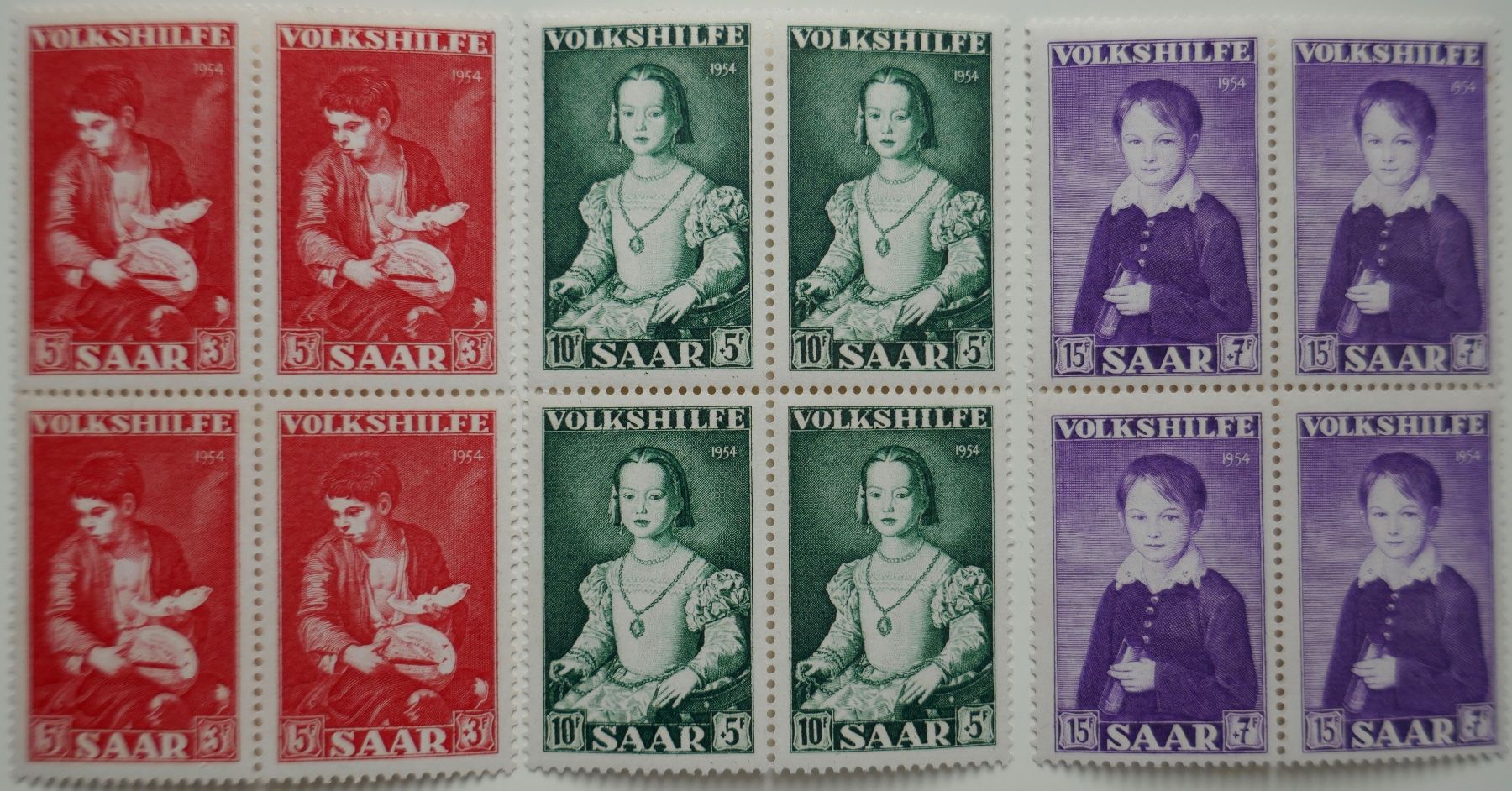 Alle Briefmarken: 1954 Saar Gemälde Viererblock Satzmarken postfrisch** – Neu (gemäss Beschreibung) aus Möhlin von PHILABARTIS