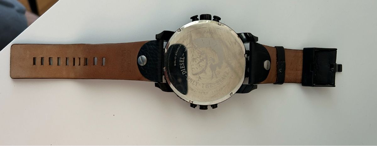 Diesel Uhr DZ-7262, Herrenuhr, Lederarmband, Schwarz (Gebraucht