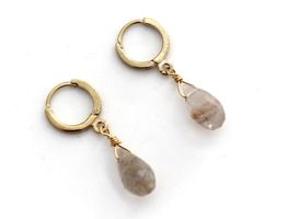 Citrin Ohrringe - Messing vergoldet Handmade Neu 3cm