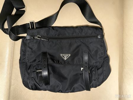 Prada Messenger Bag Black Nylon Adjustable Strap Used