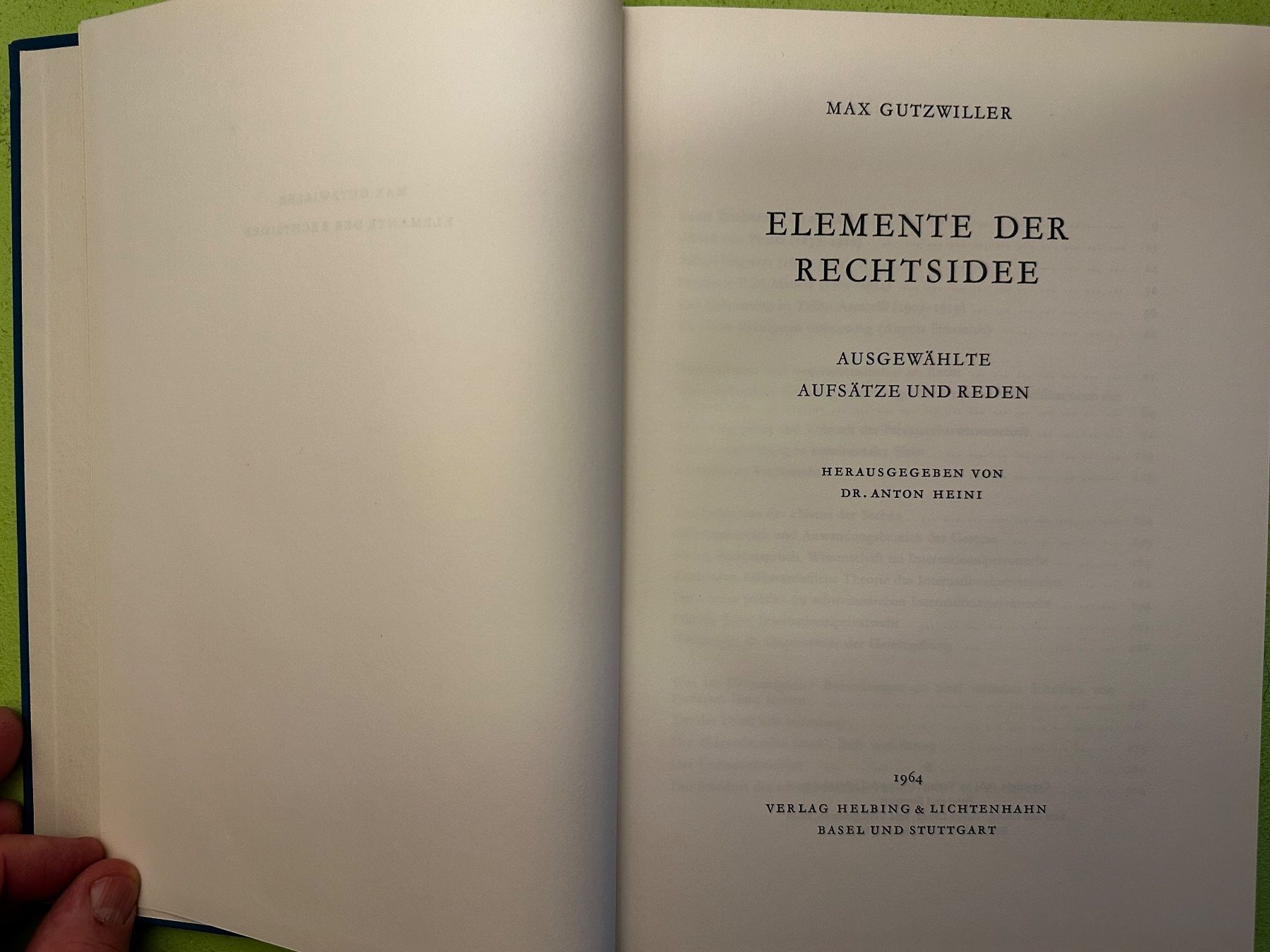 Libri: Max Gutzwiller: Elemente der Rechtsidee. 1964 – Usato da Zürich venduto da allp 1