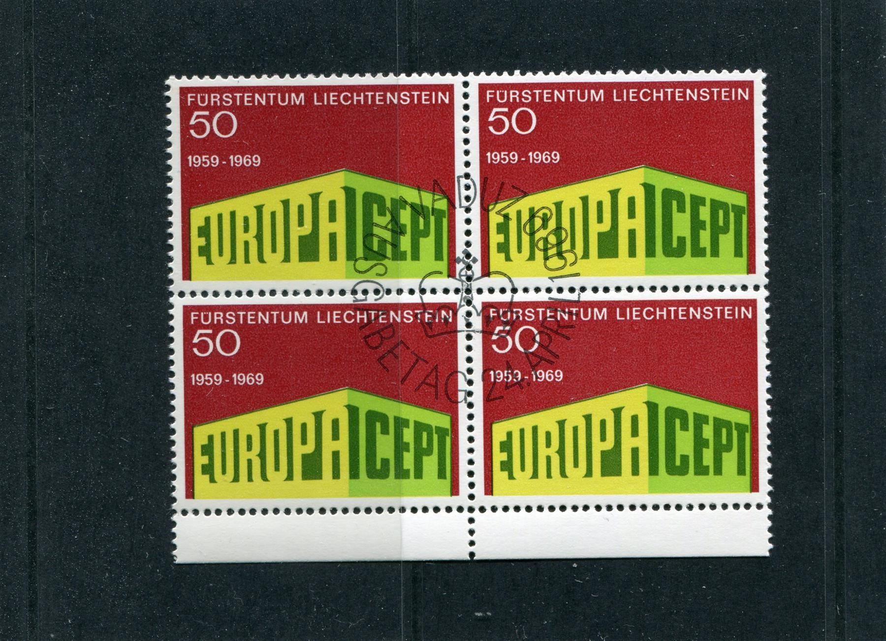 Tutti i francobolli: FL 1969 Nr. 442 V'block m. Passversch. O – Usato da Winterthur venduto da Kyoung