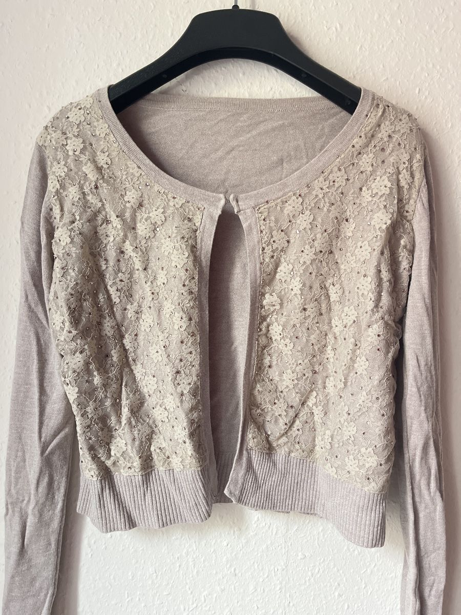 Top: Gilet beige dentelle strass, taille S – Usato da Genève venduto da y517390