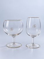 17 dünne Kristallgläser Goldrand & Monogramm FK