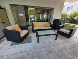 Garten Sitzgruppe Polyrattan 4-teilig guter Zustand