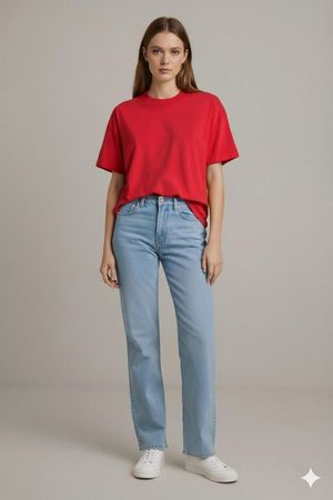 Rotes Talha USA Baumwoll-T-Shirt - Größe L