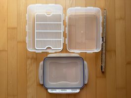 2 Lock & Lock Stapelboxen Höhe 12 und 9cm eine mit Sieb