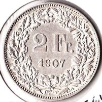 TOP 2 FRANKEN 1907 SELTEN SILBER HOCH KATALOGSPREIS !!!
