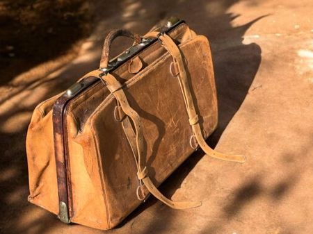 Vintage Ledertasche, Reisekoffer, Retro Reisetasche, Patina