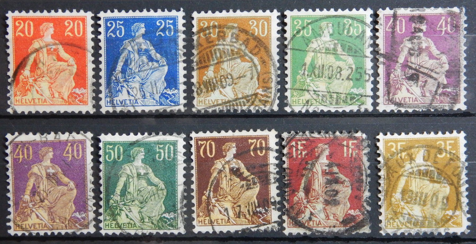 Alle Briefmarken: Schweiz ex. Kat. 107-116 gest. 1908 Kat. 210 Euro – Gebraucht aus Zürich von Muehlekauf