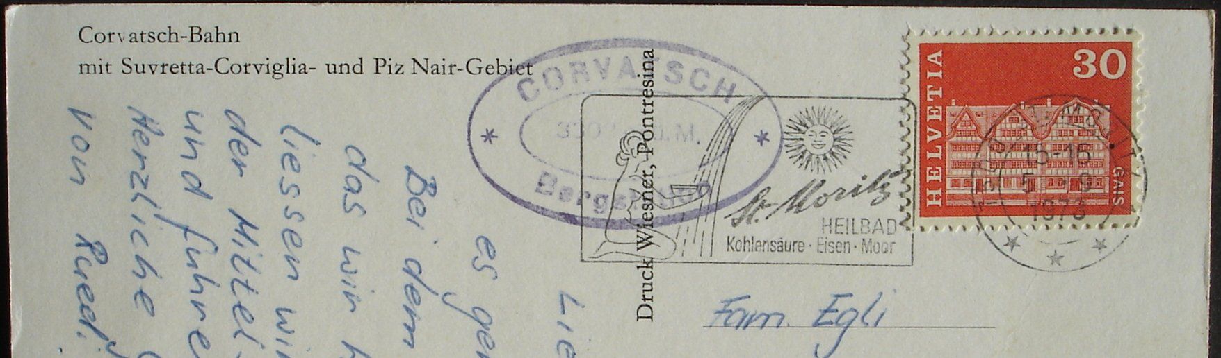 Cartoline postali: ST. MORITZ SILVAPLANA Corvatsch-Bahn - Luftseilbahn – Usato da Jona venduto da philajona 1