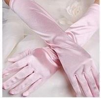 NEUE 36 cm lange Handschuhe uni rosa  - 202295