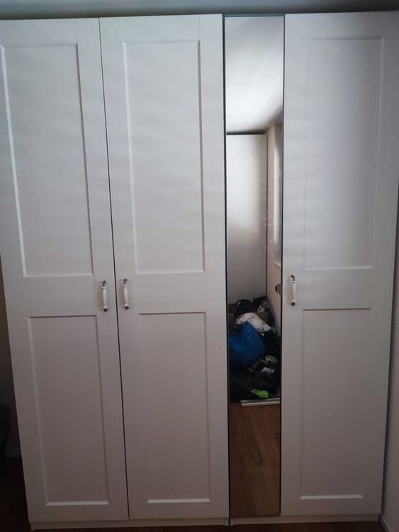 Weisser IKEA Pax-Kleiderschrank mit Spiegeltür (Gebraucht) in ...