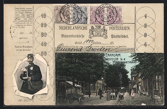 Cartoline postali: Zaandam, Westzijde b. d. Stationsstraat, – Usato da Berlin venduto da bartko-reher