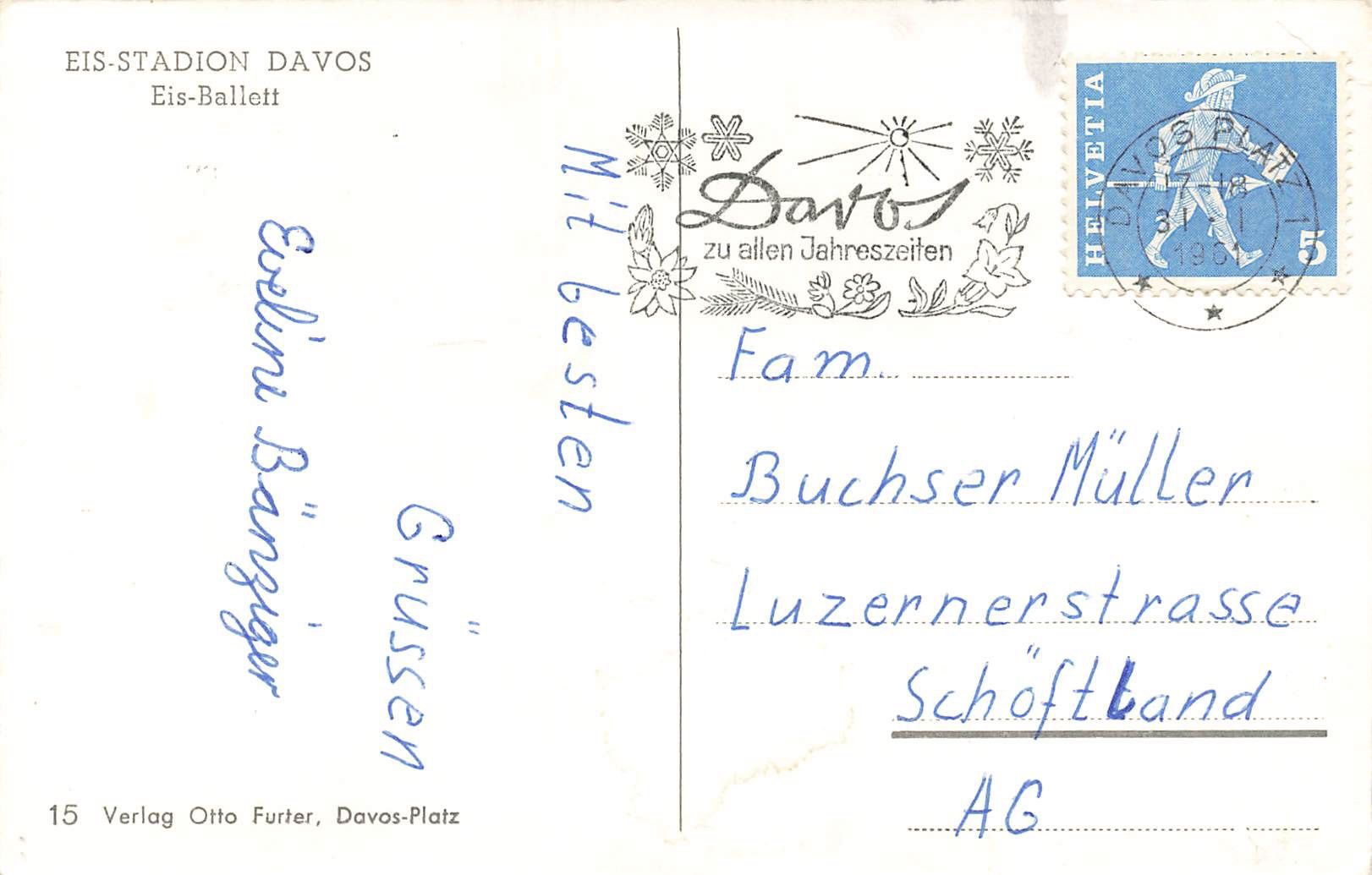 Cartoline postali: Davos GR Eisstadion Eisballett – Usato da Biasca venduto da Blenio71 1