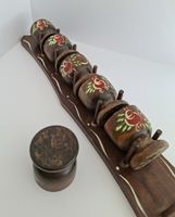 Vintage 7-teiliges Eierbecher Set aus Holz
