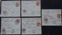 5 x Int. Postanweisung, 2 x mit 88A, 3 x 86C, SBK 230.00